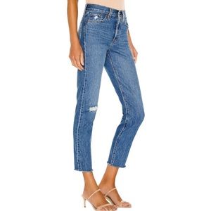 Levi’s Wedgie High Rise Distressed Raw Hem Jeans